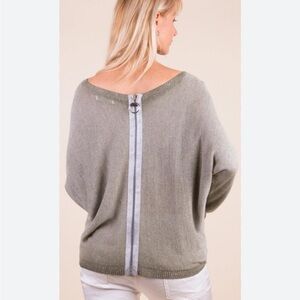 GIGI MODA “Argento” off shoulder boat neck sweater with EXPOSED LG SILVER ZIPPER